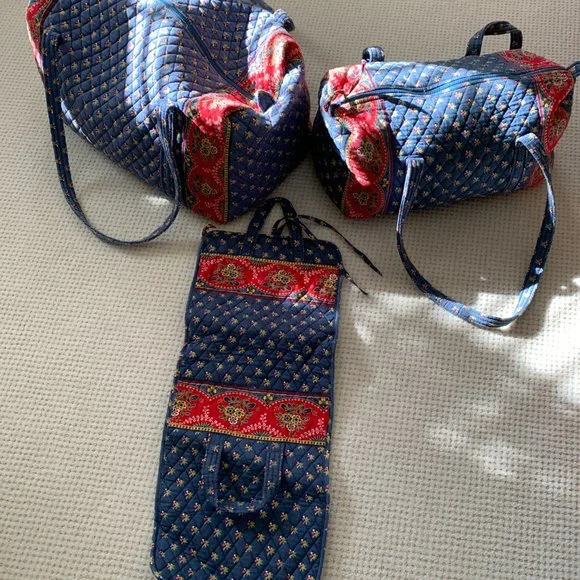 Vera Bradley French Blue Large and Medium Duffels and Toiletry Bag - Picture 2 of 3